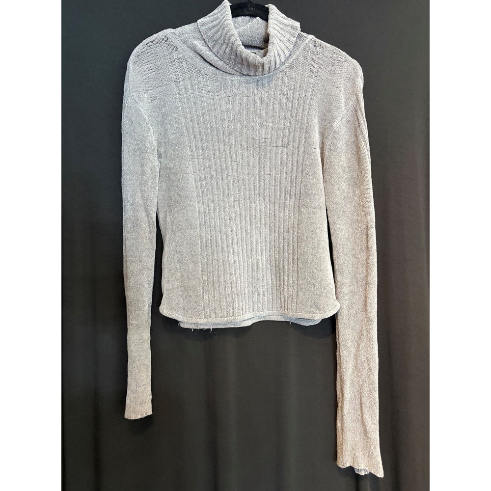 Women's Gray Airport Soft Long Sleeve Turtle Neck Sweater Size L